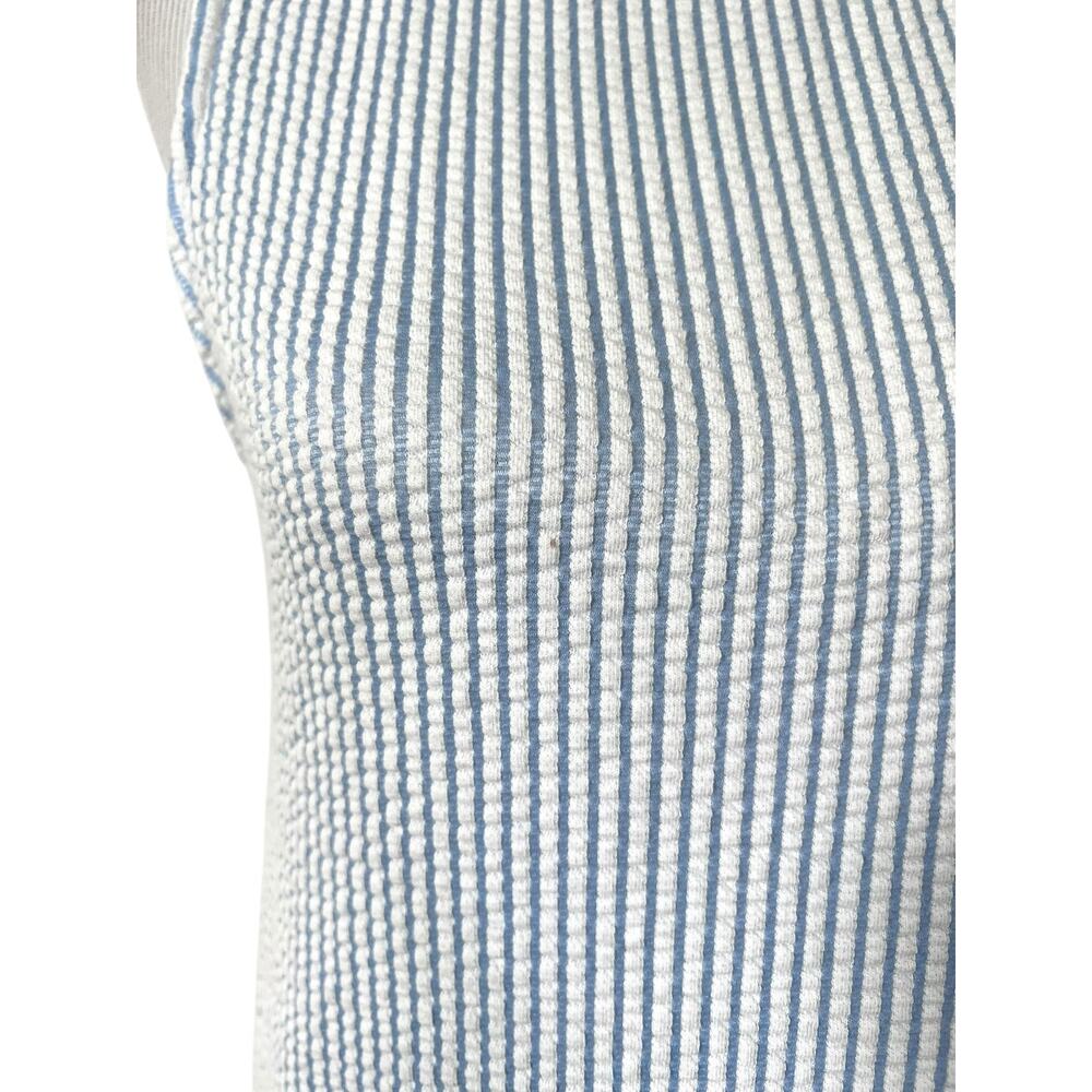 Women’s Seersucker Mini Dress Blue & White Sleeveless Cotton Blend Stretch Sz M - Picture 3 of 8